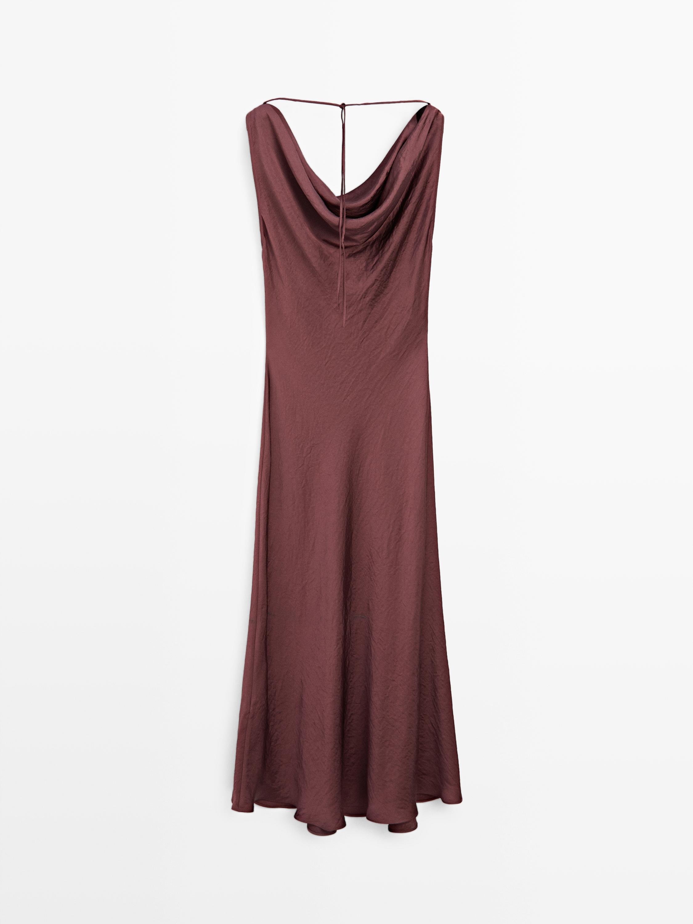 Long satin dress with back detail